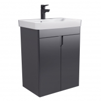 Тумба універсальна Мойдодир Simple White 55-U графіт з умивальником River 55