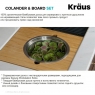 Сервировочная доска для кухонной мойки с дуршлагом и миской Kraus KAC-1005BB
