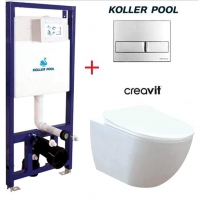 Система инсталляции Koller Pool Duna с клавишей Neon и унитазом Creavit Free