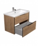 Тумба підвісна Мойдодир Line Craft 80 з умивальником Cosmo 80 дуб крафт/чорна