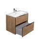 Тумба підвісна Мойдодир Line Craft 70 з умивальником Cosmo 70 дуб крафт/чорна