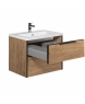 Тумба підвісна Мойдодир Line Craft 60 з умивальником Cosmo 60 дуб крафт/чорна