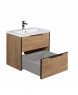 Тумба підвісна Мойдодир Line Craft 60 з умивальником Cosmo 60 дуб крафт/чорна