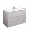 Тумба підвісна Мойдодир PALERMO-100-U Light Concrete бетон світлий з умивальником Creavit Su-100