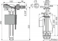 Випускний комплект Alca SA08A 3/8" CHROM з подвійною кнопкою