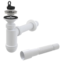 Cифон для умивальника DN40 Alca A41+A795 з гнучким з'єднанням