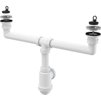 Сифон для здвоєної мийки Alca A449-DN50/40 з решітками з нержавіючої сталі DN 70