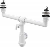 Сифон для здвоєної мийки Alca A449P-DN50/40 з решітками з нержавіючої сталі DN 70