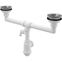 Сифон для здвоєної мийки Alca A453P з решітками з нержавіючої сталі DN 115