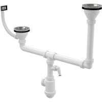 Сифон для здвоєної мийки дворівневий Alca A456P з решітками з нержавіючої сталі DN115