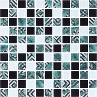 Мозаїка скляна Котто Кераміка GMP 0825021 С3 print 24/white/black 300 x 300 х 8 ( 25 х 25 )